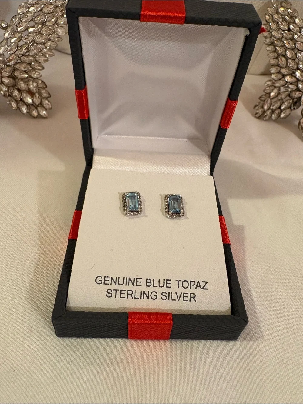 Sterling Silver Blue Topaz Stud Earrings